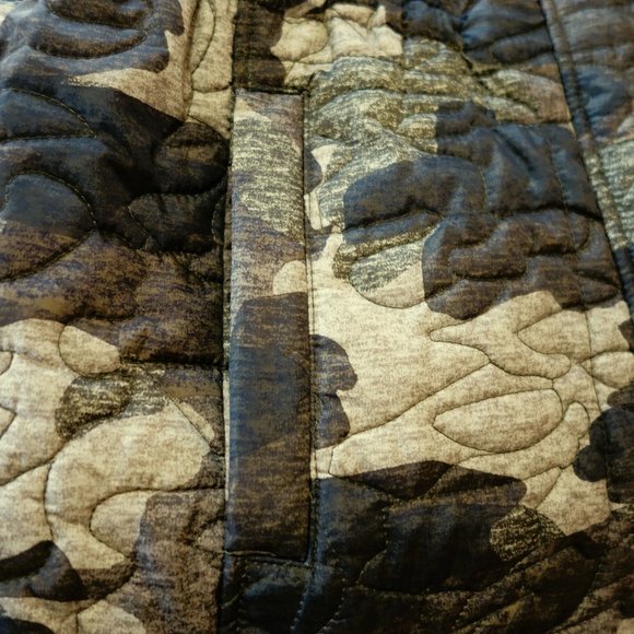 Isaac Mizrahi Live! SOHO Nylon Quilted Green Camo Print Anorak Jacket Size L - Picture 4 of 7